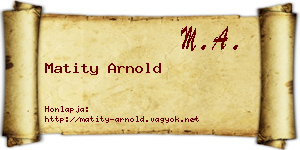 Matity Arnold névjegykártya